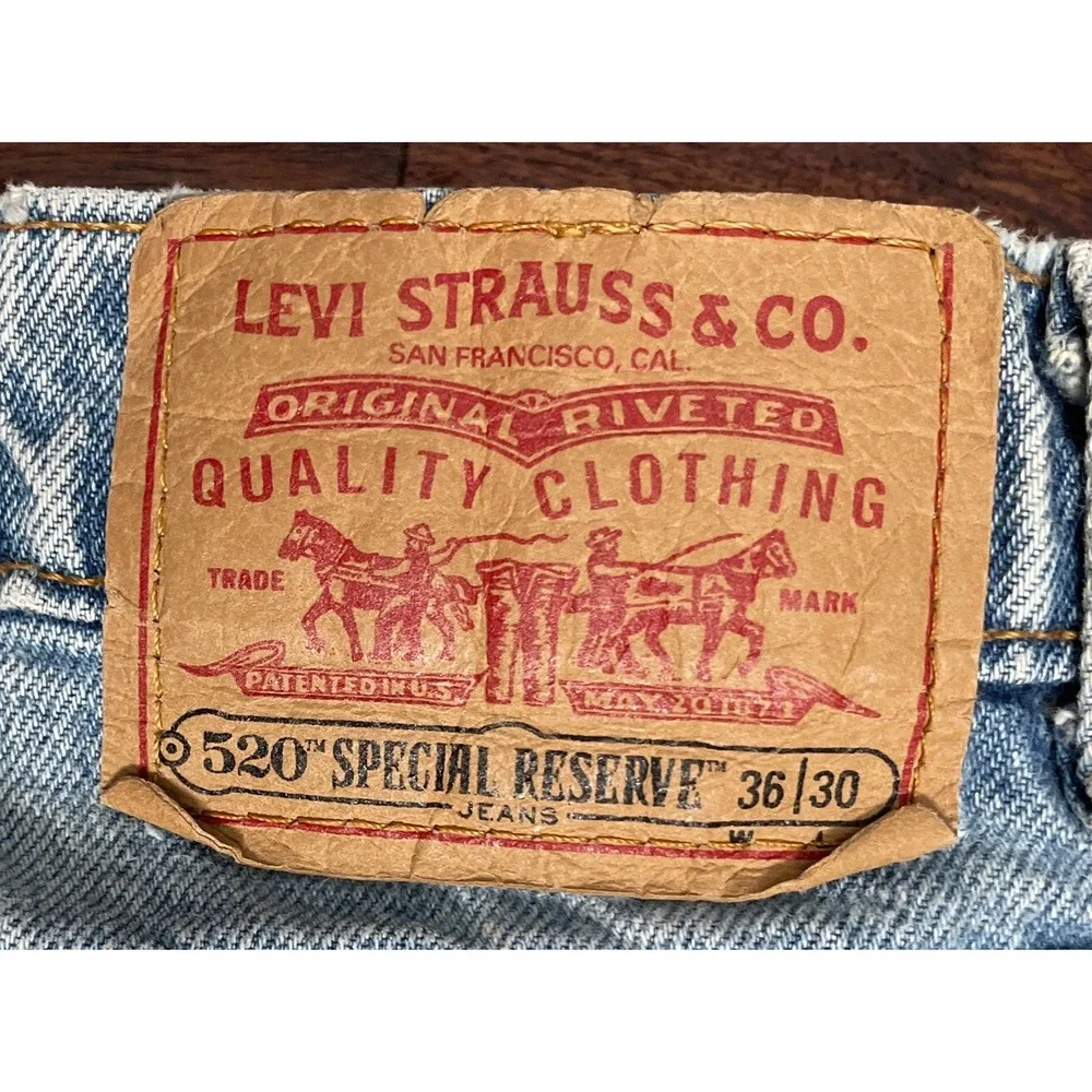 Vintage 90s Levis 520 36x30 Special Reserve Loose Fit Tapered Leg Jean Pants USA